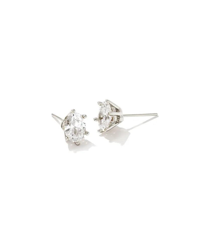Silver Crystal Stud Earrings