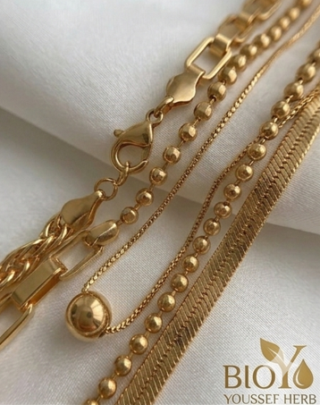 Elegant 4-Strand Layered Gold Bead Bracelet with Adjustable Clasp