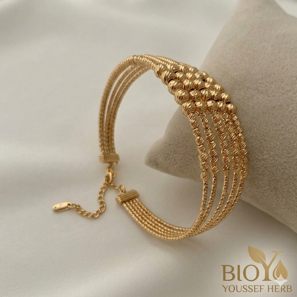 Elegant 4-Strand Layered Gold Bead Bracelet with Adjustable Clasp